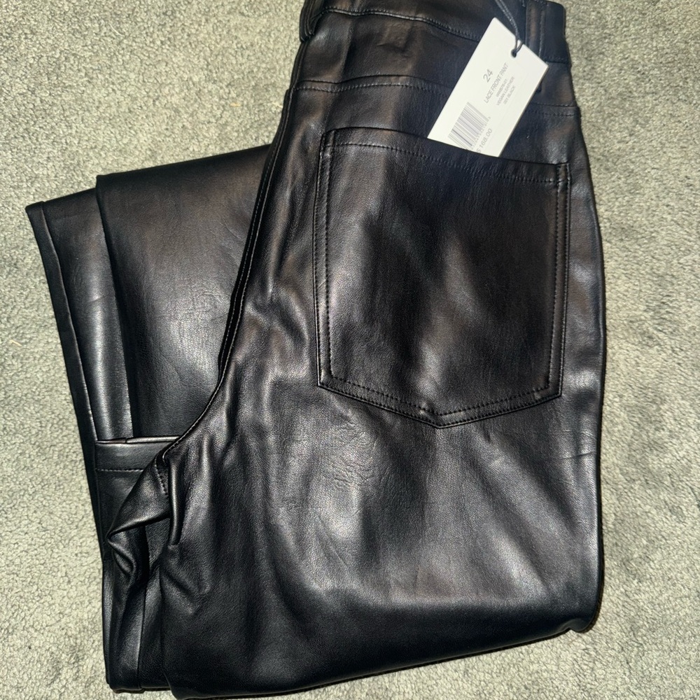 Edgy Black Leather Lace-Up Pants